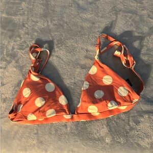 Polka Dot Bikini Top - Orange and White